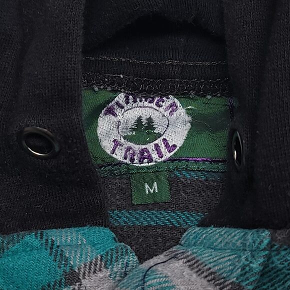 Timber Trail Casual Long Sleeve Button Up Hoodie Mens Size Medium M Gray Black - Picture 3 of 10